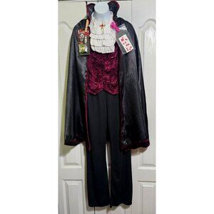 Spirit Halloween Vampire Costume Deluxe Boys 12-14 Cape Fangs Shirt Dracula